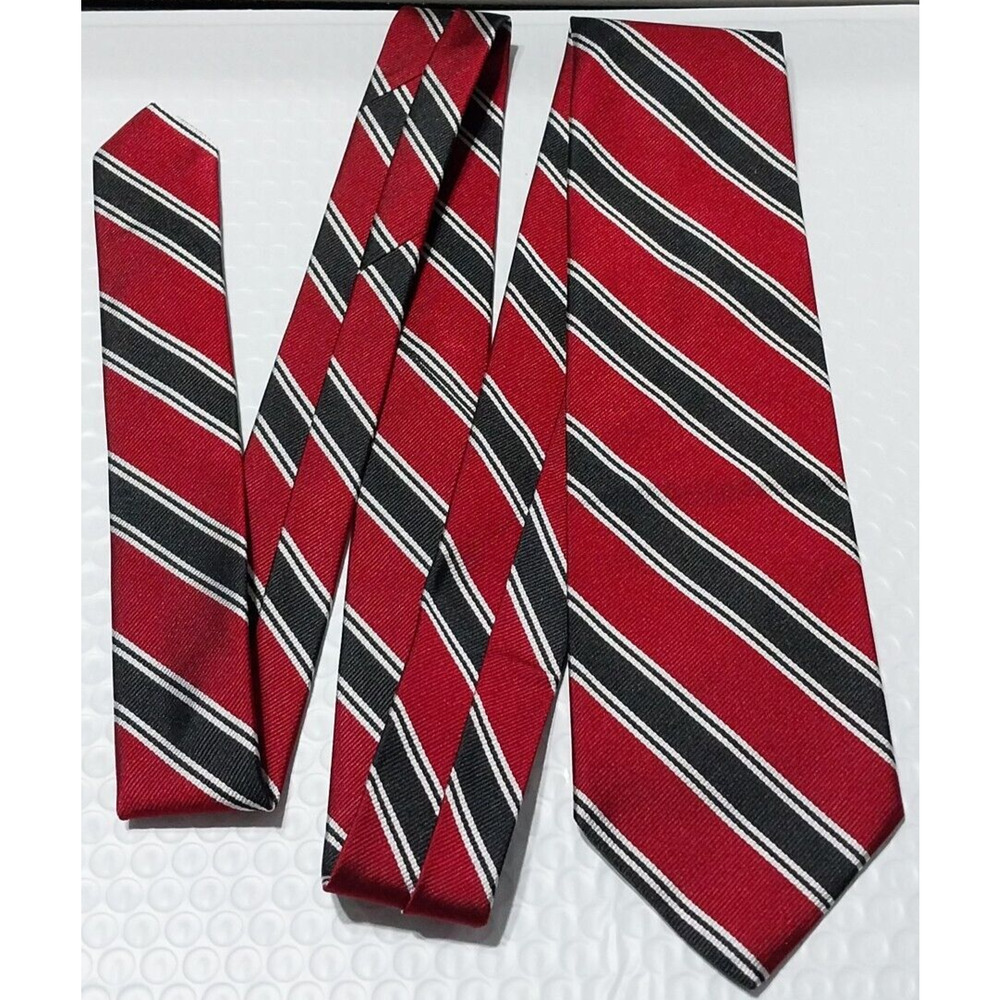 Brooks Brothers Makers Neck Tie Men's Red Black/Silver Stripe Made in USA